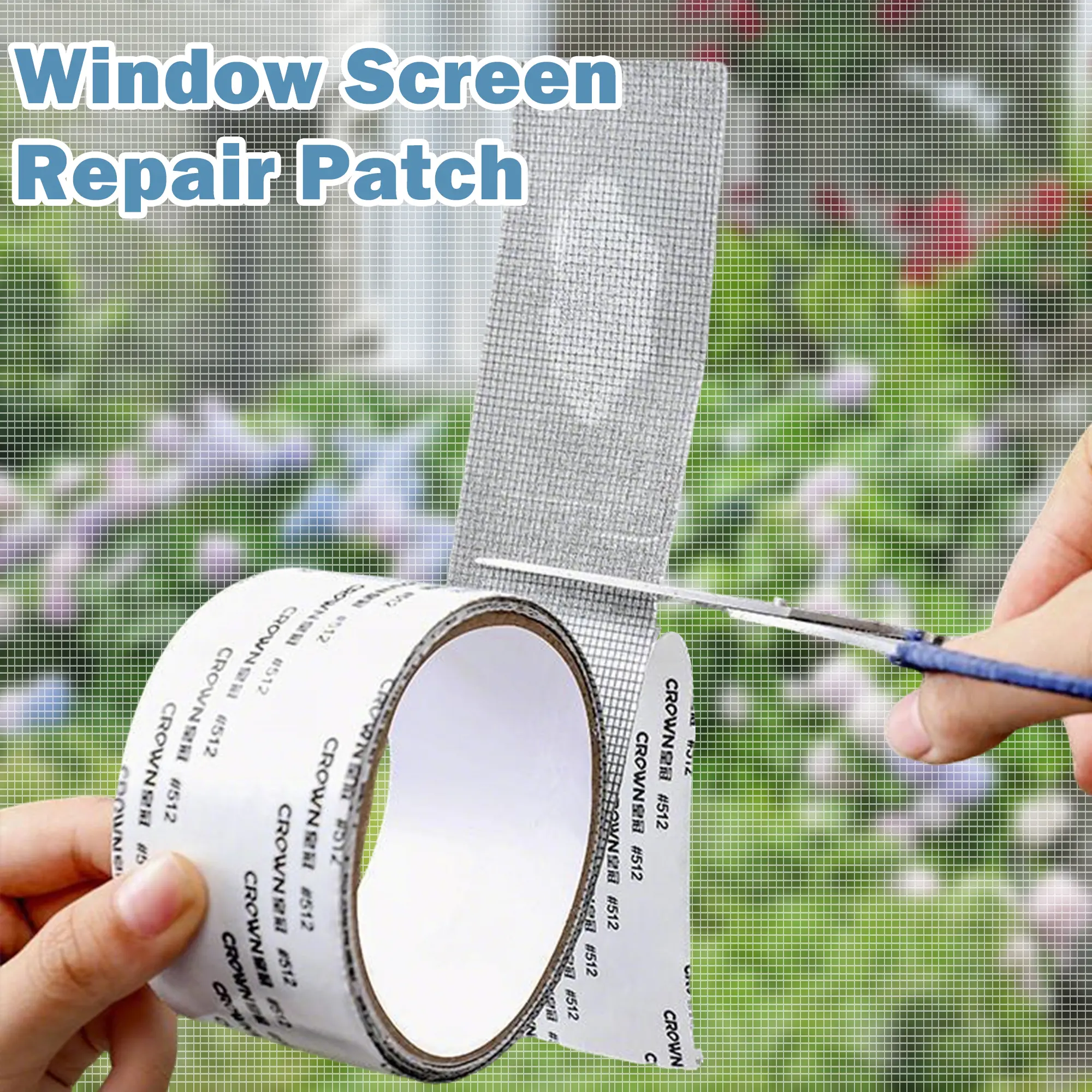 Window Screen Repair Tape, Fiberglass Mesh Repairing Tape, Gray Strong Adhesive Strip for Mending Screen Doors and Windows (2inch x 157.5inch)