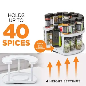 Two-Tier Lazy Susan Turntable Organizer, Space-Saving Spice Rack for Kitchen Cabinet & Pantry, Non-Skid Full Spin Storage Holder