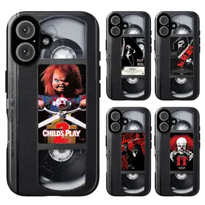 Retro VHS Tape Phone Case – Chucky, Ghostface, Pennywise & Jason| Classic Horror Movie Phone Cover for iPhone 17 16 15 14 13 12 11 Pro Max X & SS Galaxy S25–S21| Spooky Halloween Gift for Men Women Scary Movie Fans| Creepy Horror Slasher Movie Scream
