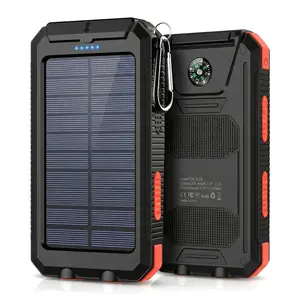 10000mAh Portable Solar Power Bank, Chargeable, with Lanyard, Compass, Outdoor Camping Charger for Xiaomi #SolarPowerBank #CampingGear #OutdoorEssentials #PortableCharger #FastCharging #WaterproofPowerBank #OutdoorTech #CampingLife #HikingEssentials