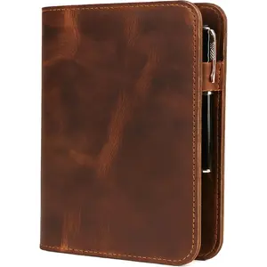 The Antiq A5 Leather Journal Cover (Tan) Refillable Notebook Protector 6" x 9" with Pocket, Card Slots, Pen Holder for Men & Women, Handmade A5 Leather Notebook Cover for Travelers & Writers