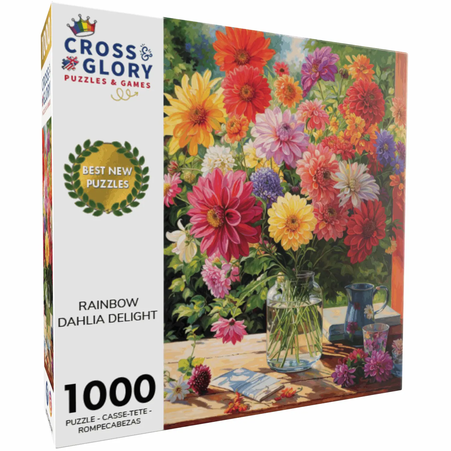 Garden Puzzle – Rainbow Dahlia Delight – 1000 Piece Jigsaw Puzzle