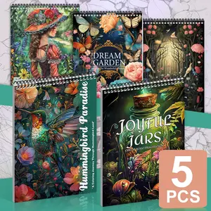 5 Pack Adult Coloring Book Set - Anti-Stress Relaxation with Natural, Forest, Watercolor, Magic Jar, Butterfly Themes - Thick Intricate Designs for Holiday Fun: Halloween, Christmas - Perfect Stress Relief for Men & Women, Easy Patterns