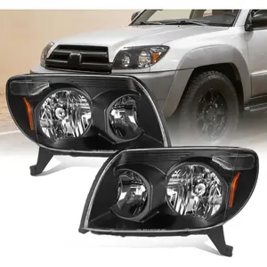 Headlight Assembly with Bulbs Compatible with 2003 2004 2005 Toyota 4Runner Headlamp Black Housing Replacement Pair#TO2502146,  TO2503146