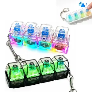 Stress-relieving Toy Mechanical Keyboard Compact Design with Crystal Keycaps LED Lights Transparent Acrylic Keychain Halloween Gifts Halloween Decorations