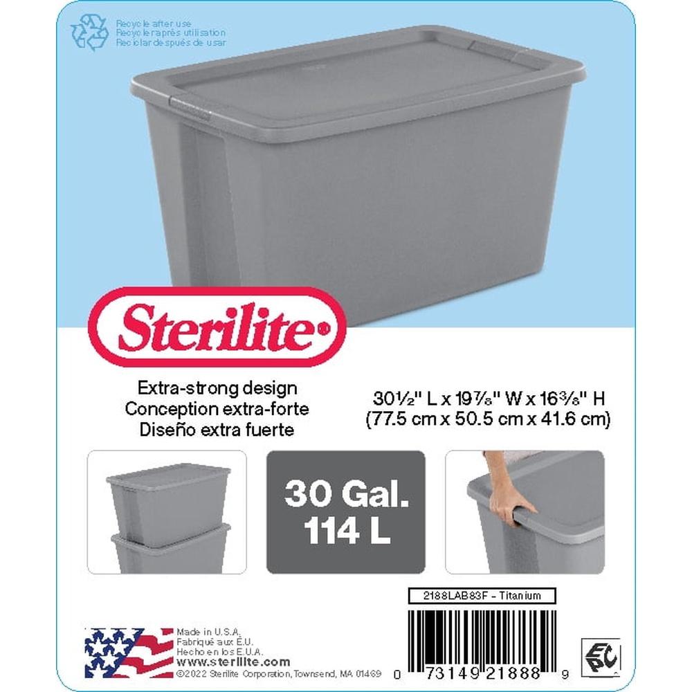 Extra Large 30 Gallon Storage Bin Stackable Container with Lid and Integrated Handles