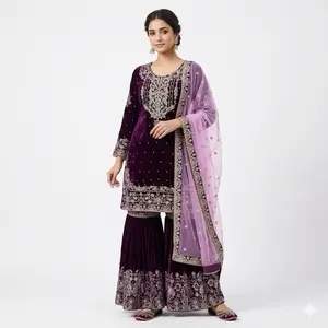 Purple velvet suit Indian viral designer dress Womenswear Casual Summer Floral