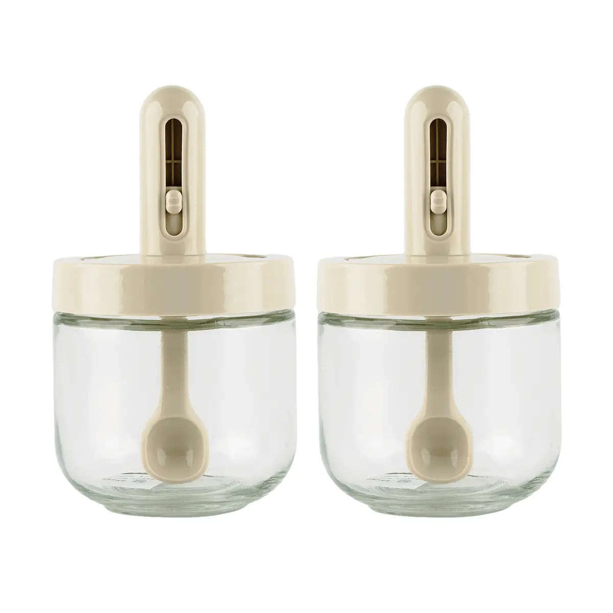 KAWASIMAYA 2-Pack 275ml Seasoning Jar with Spoon & Lid, Airtight Salt & Spice Container, Sealed Condiment Dispenser for Kitchen