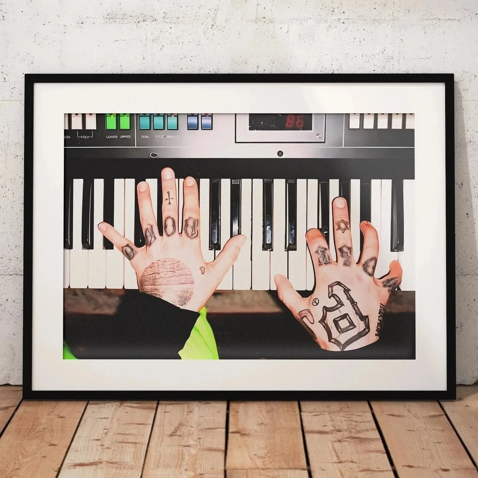 Mac Miller Piano Tattooed Hands Black & White Hip Hop Wall Art Poster