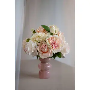 Anthea Pink and Cream Real Touch Centerpiece – Lifelike Faux Wedding Flowers
