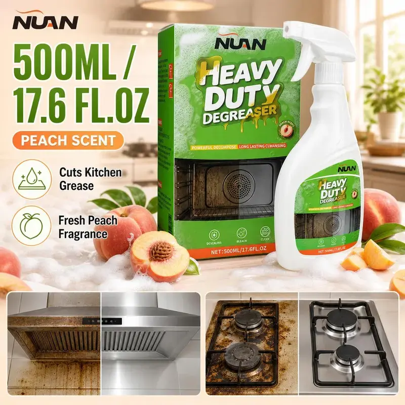 Heavy Duty Kitchen Degreaser Spray – Powerful Kitchen Grease Cleaner for Stovetops, Range Hoods, Ovens & Countertops, Removes Tough Grease and Oil Stains