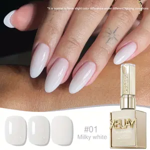 XEIJAYI 1pc Milky White Gel Nail Polish, Stylish LED Glossy Nail Art, Salon Women's Nail Art Tools, Fashionable Solid Color Nail Gel