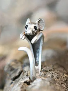 1 Pc Pretty Cubic Zirconia Cute Mouse Ring For Women For Wedding Engagement Anniversary Party Band Jewelry Valentine's Day Gift