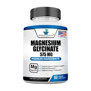 American Standard Supplements Magnesium Glycinate 575mg per Serving, Magnesium Supplement for Bone & Muscle Health, Chelated for Maximum Absorption, 90 Veggie Capsules