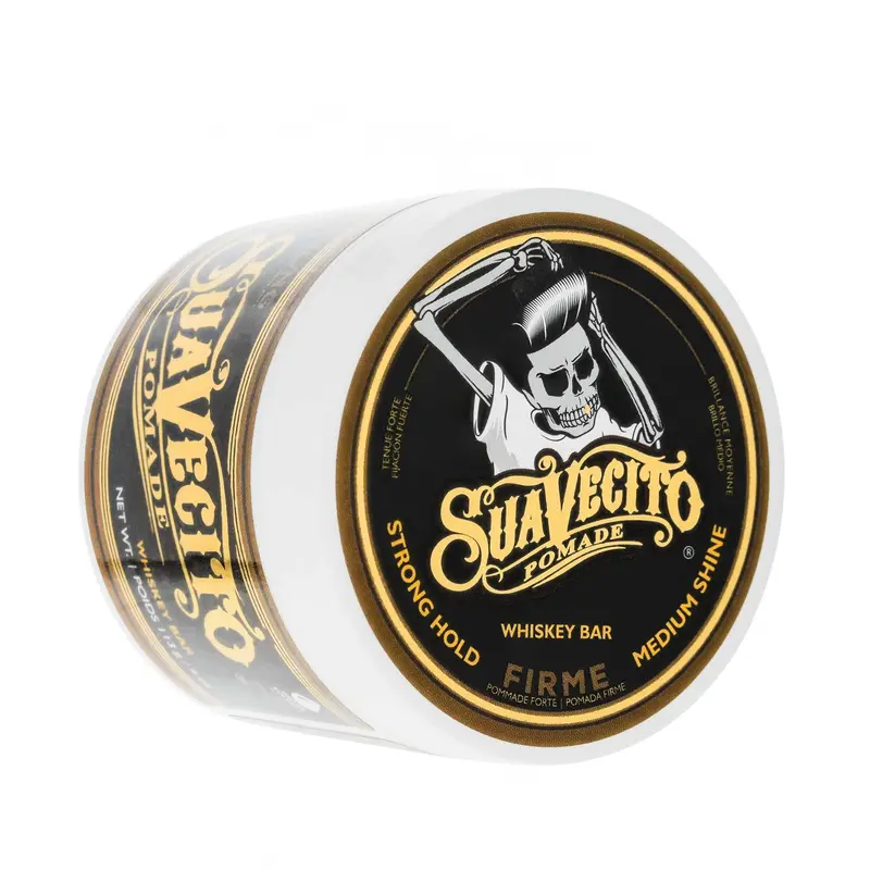 Suavecito Firme (Strong) Hold 4 oz Jar Cream Pomade-Gel - Whiskey Scented Men's Haircare, Extreme Hold, Finest Ingredients, Shiny Nourishing, All Hair Types, Mensfashion Molding Solution (US Market)