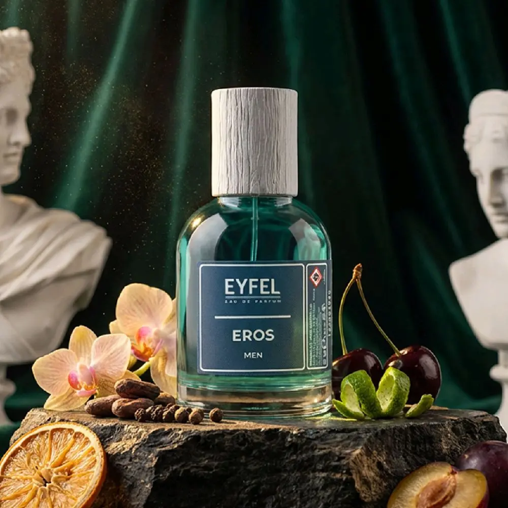 EYFEL Men’s Fragrance - Eros 1.7 Fl.Oz | Fruity Vanilla Woody Scent | Mandarin, Bergamot, Cherry, Plum, Cocoa & Sandalwood | Long-Lasting