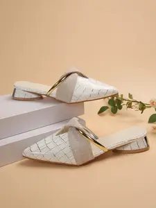Fashionable PU plaid M ü ller shoes for women, retro patterned coarse heel sandals with pointed design, suitable for daily and multi scene wear, summer same day holiday sandals Footwear