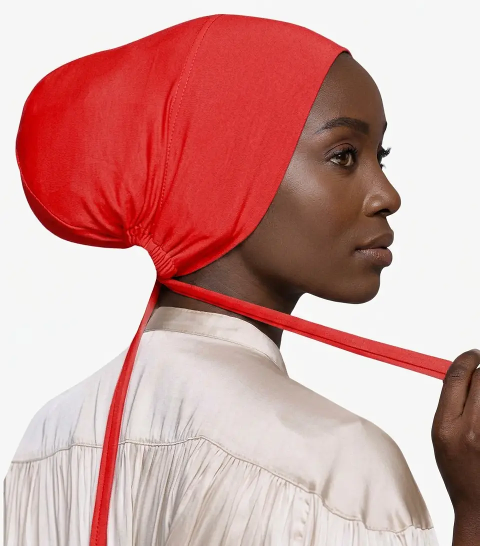 Crimson Veil Silk-Lined Undercap