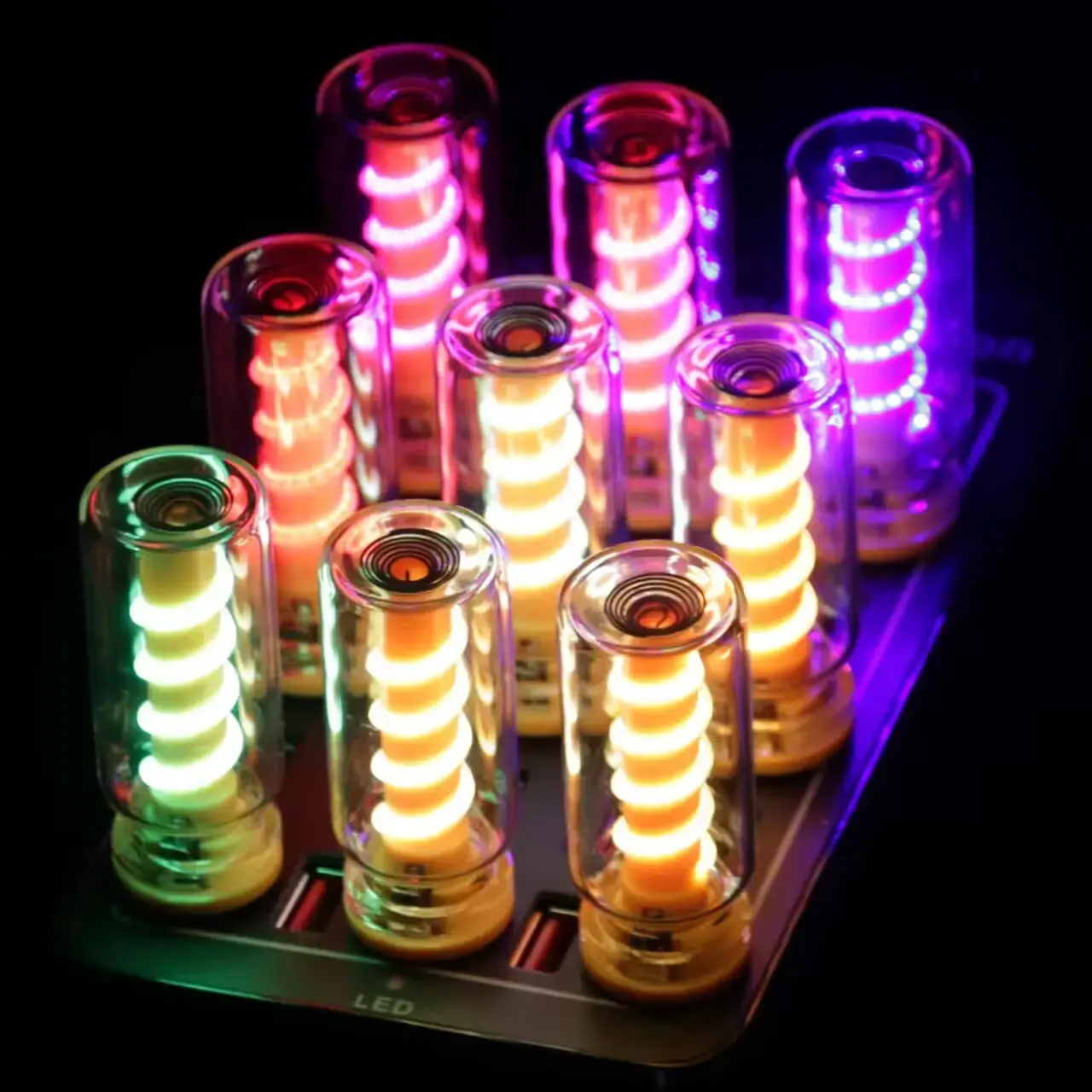 Mini Touch USB LED Night Light - Retro Glass Plug & Play Lamp with Adjustable Brightness, Multi-Color Decor for Car Interior, Travel Camping
