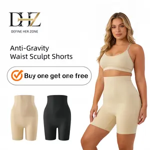 DHZ Women's Seamless High-Waisted Compression Shapewear Sculpting Boy Shorts - Tummy Control, Thigh Slimming Underwear with Built-in Gusset