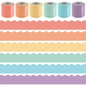 6 Rolls 196.8 Ft Pastel Bulletin Board Borders – Scalloped Classroom Summer Bulletin Board Trim – Pastel Decorations For Teachers, Bulletin Boards, School, Classroom, Posters, Home, Party