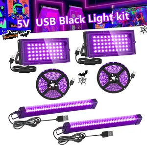 [UV Black Light Set] 50 LEDs UV Black Light And 40 LEDs Blacklight bar And 2.5m 60LEDs/M Black Strip Light, Suitable for Different Space Sizes Of Glowing Parties, for Halloween Party, Glow In The Dark, Stage Lighting, Body Paint, Fluorescent Poster