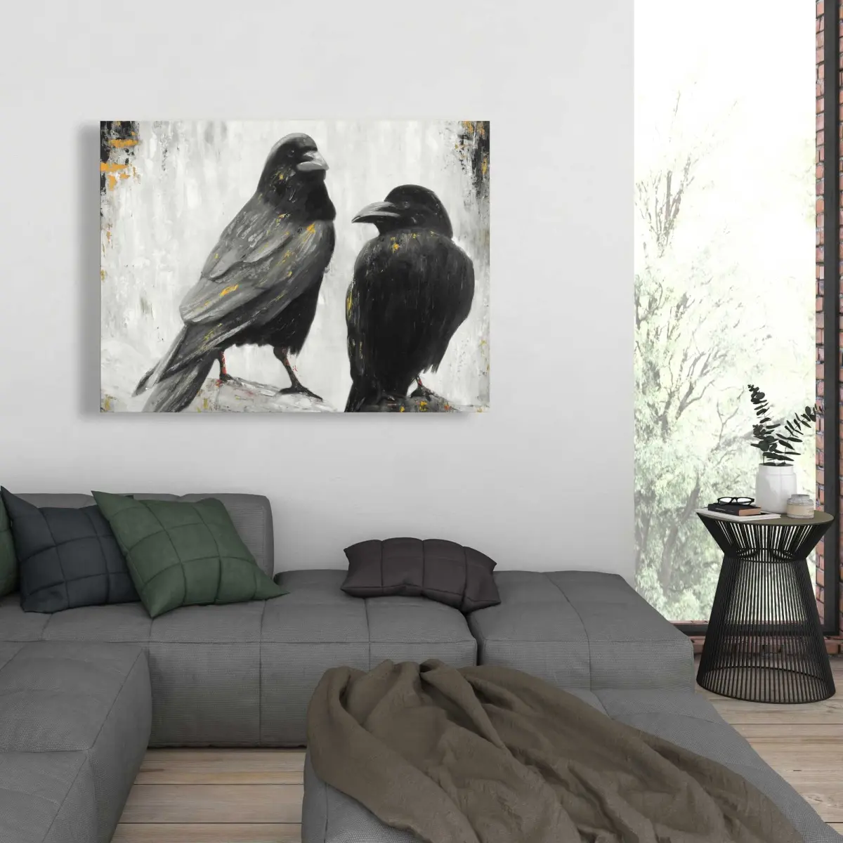 212 MAIN 36x48 in. Artistic Elegant Animal Hyperrealist 2-Crow Nature Wall Print, Indoor Home Decor Wall Art for Bedroom (Home Supplies Posters & Prints)