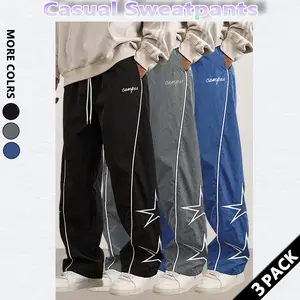 Men Trousers Star pattern embroidery designComfortable DesignAthleisure Style Bottoms Athletic Bottoms Gymwear streetwear fall outfits outfits men gym athletic clothes SpringStatements