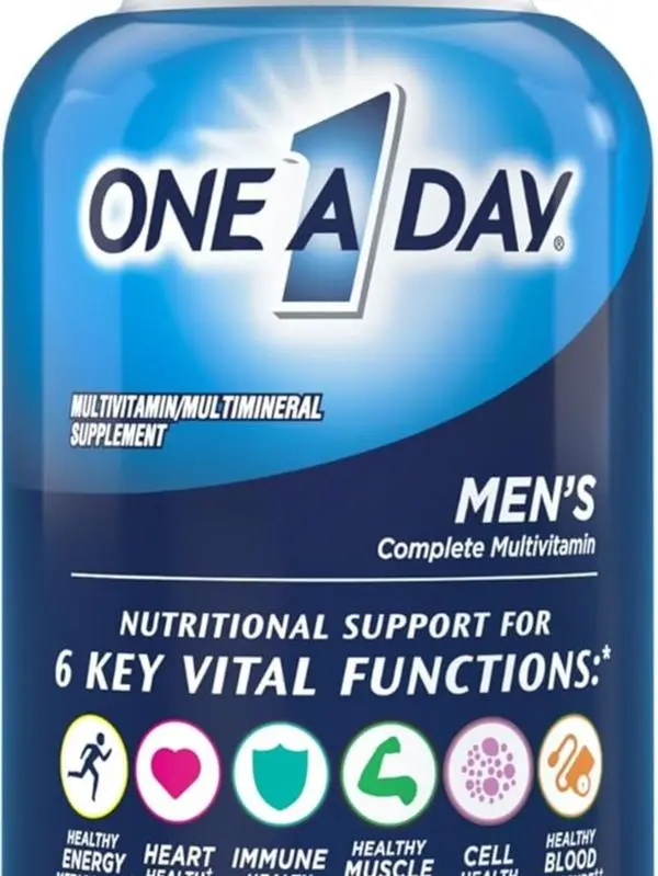 One A Day Men’s Multivitamin, Supplement Tablet with Vitamin A, Vitamin C, Vitamin D, Vitamin E and Zinc for Immune Health Support, B12, Calcium & more, 200 count (Packaging May Vary)