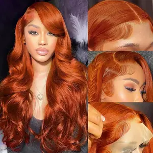 Ginger Wig Human Hair 13x6 HD Lace Frontal Wigs Human Hair Body Wave ginger lace front wigs Pre Plucked 200% 350# Ginger Orange Colored Wigs for Women