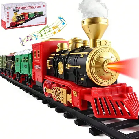 Alloy Metal RC Diecast Train Set - 3 Miniature Train Track Cars, Figurine Set, Working Lights, Realistic Sound, Simulated Smoke, 3-Channel Remote Control, Rotatable Figures, Transportation Toy for Unisex Kids All Seasons Christmas Birthday Gift