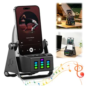 Wireless Bluetooth Speaker with Phone Holder, Smart Sensing, Colorful Atmosphere Light, 9D HD Surround Sound, for iPhone & Android