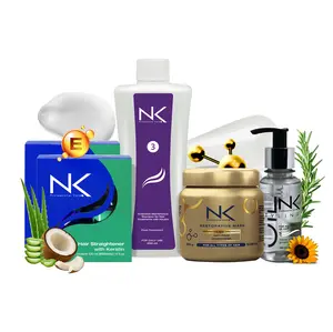 NK Professional Care. Complete Hair Straightening Treatment, Kit Steps 1,2,3,4,5. Hair Surgery with keratin, post-treatment, home care shampoo, Hair Mask and Styling Oil. (8oz)