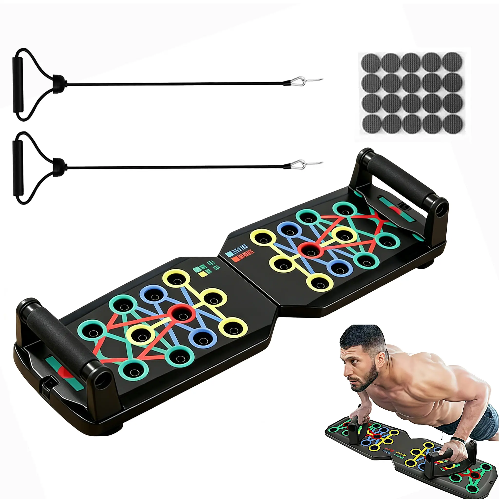Push-Up Board, Style-3 5-in-1 Color-Coded Muscle Trainer for Full Body Workout, Portable Home Workout Station for Men & Women, Folds Flat, Portable Fitness Equipment, Home Workout Gear