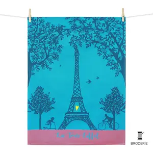 Kitchen Towel – Eiffel Tower with Embroidered heart