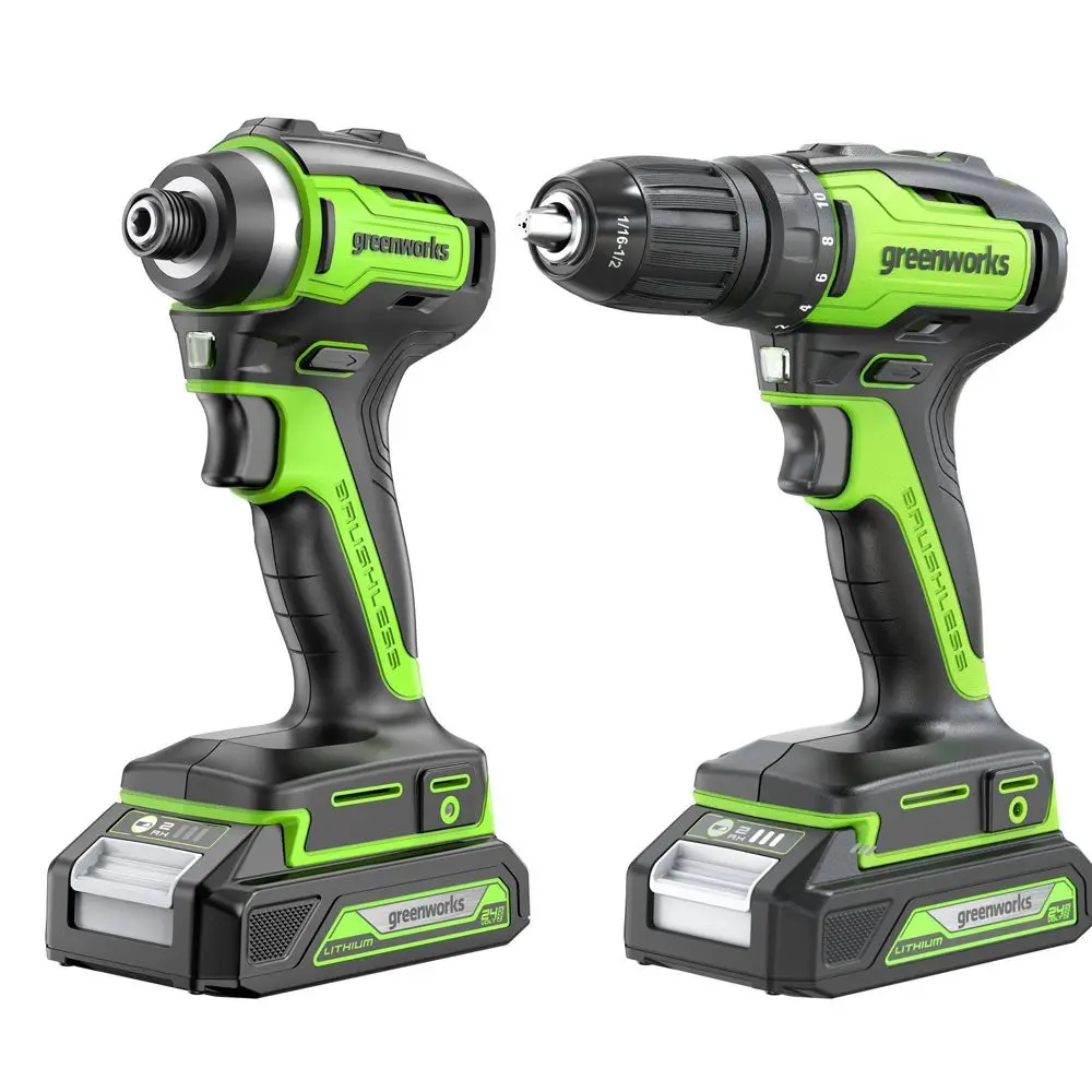 Greenworks POWERALL 24V Cordless Brushless Drill/Driver with (2) 2.0Ah Batteries and Charger