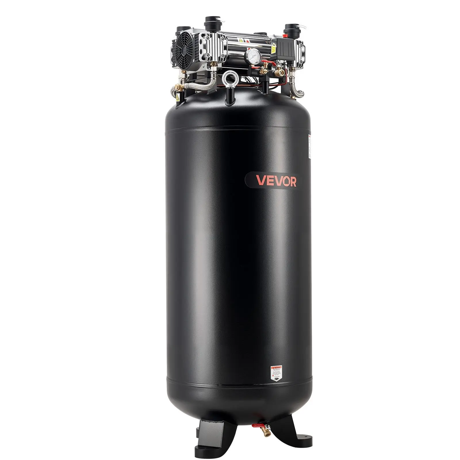 【summerfinds】VEVOR 80 Gallons Heavy-Duty Air Compressor, 5HP 13.5SCFM at 90PSI Air Compressors Max 145PSI Pressure, Oil-Free Compressor Tank for Industrial Manufacturing, Large Workshops (230V 3-Phase, No Plug)