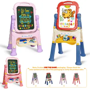 【3 COLOURS USE SAME PACKAGE】Joyooss Kids Easel, Adjustable Standing Art Easel for Toddler, Double Magnetic Drawing Board with Painting Accessories