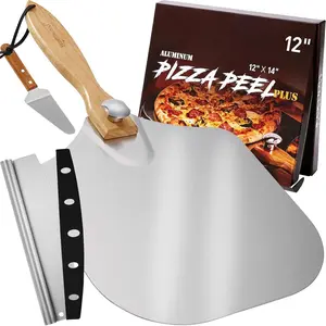 Pizza Peel 12-Inch  Pizza Paddle & Spatula with Pizza  Rocker, Foldable  Handle - Pizza Server for Baking Homemade Bread, Pastry & Dough, for Family Pizza Oven