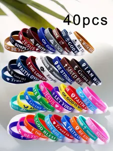 40Pcs Bible Verse Silicone Bracelets | Inspirational Christian Quotes | Multicolor Cross Rubber Wristbands | Religious Faith Jewelry for Daily Wear, Parties & Gifts | Motivational Accessories for Men Women Teens