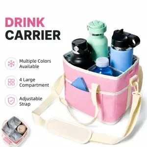 Portable camping backpack Insulated Cup Caddy Tote Bag with Adjustable Shoulder Strap and Multi-Pocket Dividers, Portable Drink Carrier for Outdoor Picnics, Beach Trips, Tailgating, and Daily Commute Delivery Services