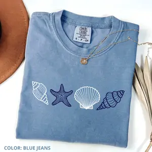 Comfort Colors SeaShell Shirt, Beach T-Shirt, Summer Woman Shirt, Aesthetic Shirt, Ocean Lover Gift, SeaShell T-Shirt
