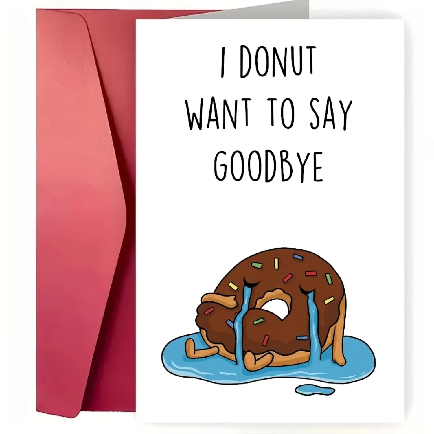 🍩Funny Farewell Card for Coworker Colleague Boss Friend, Moving Away Going Away Goodbye Cards, Greeting Cards, Premium 5x7 350GSM Glossy Cardstock with Red Envelope, Hilarious Leaving Gag Gift to Bring Big Smiles and Warm Memories at Office Party!👋