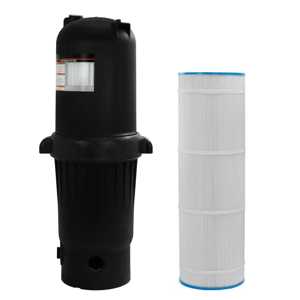 XtremepowerUS Pro-Clean Single Cartridge Polymer Swimming Pool Filter, 200 sq ft In-Ground Model, 150GPM Flow Rate, Raised Inlet, Cylindrical Form, Easy-Clean Pool Accessory for Outdoor Ground Installation, Pool Accessories