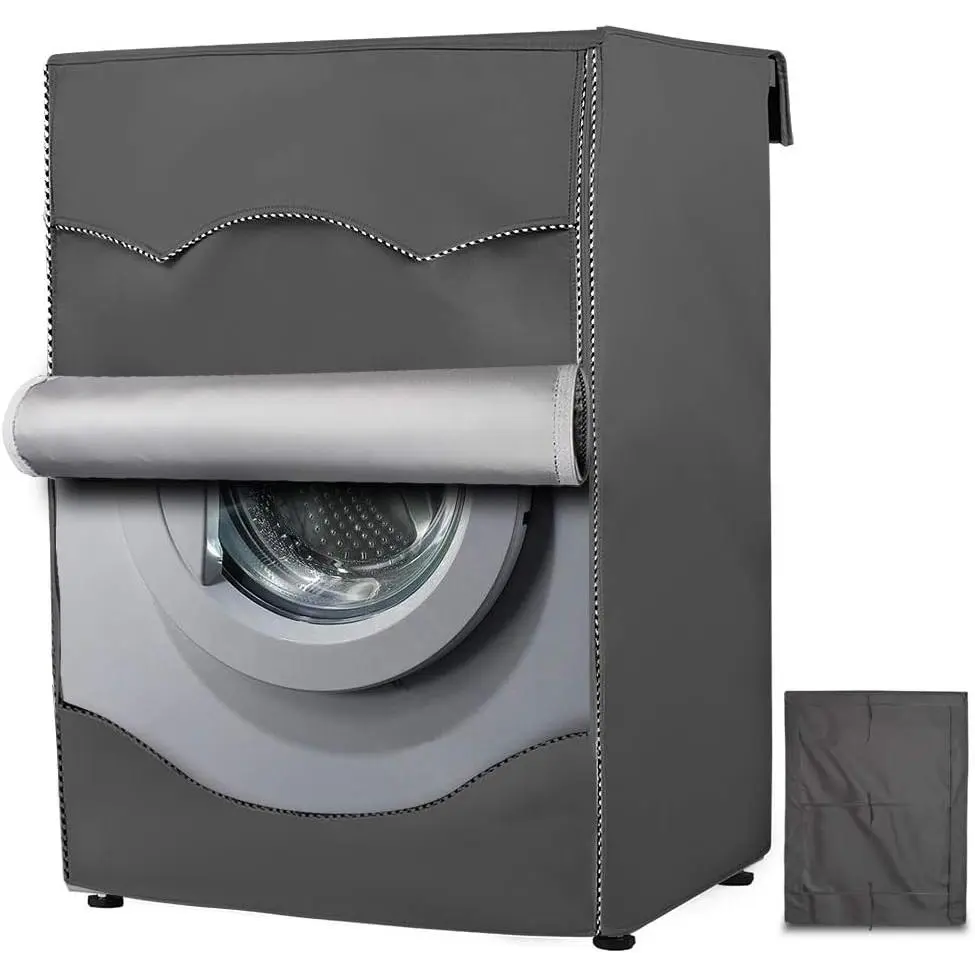 Gray Smooth Universal Washer Cover - 23x23x33in, Waterproof, Dustproof, Sunscreen, for Front & Top Load Washing Machines, Outdoor & Garage Use