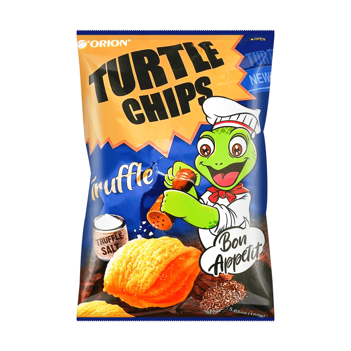 ORION Turtle Chips Black Truffle Flavor - Korean Savory Snack, 160g Crispy Potato Chips