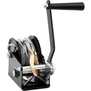 Manual Hand Winch 800 Lb Capacity for Trailer, Boat and ATV Towing - Heavy Duty Rope Winch with 33 Ft Steel Wire Cable, Two-Way Ratchet, Portable Hand Crank Winch, Marine Trailer Accessory for Pulling, Lifting and Recovery