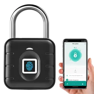 Fingerprint Padlock - Fingerprint Lock with App, Combination Locks Gym Locker Lock with Keyless Biometric, Outdoor Smart Padlock Suitable for Locker Gates Fence Storage Pool Shed (Black)