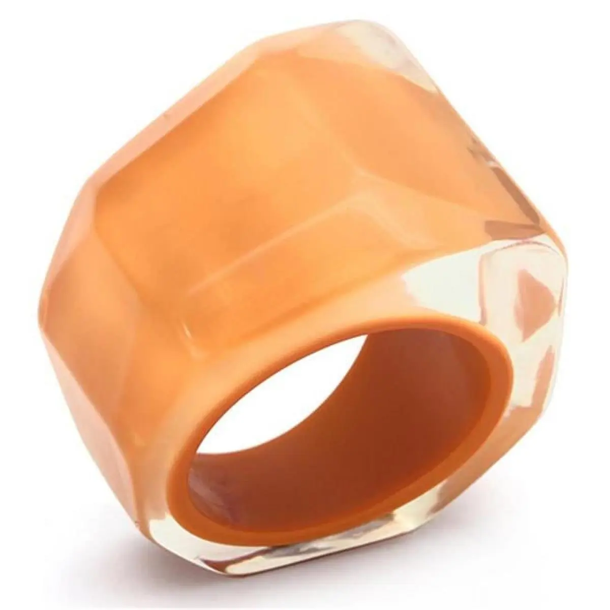 Stone-Free Orange Resin Costume Ring - Size 7