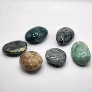 Larbradorite Crystal Worry Stone, Moss Agate Crystal Worry Stone, Black Moonstone Crystal Worry Stone, Larvikite Crystal Worry Stone